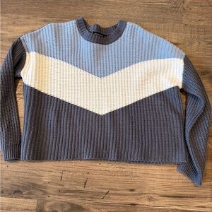 Moon & Madison Blue and White Chevron Sweater